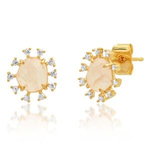 New Anthropologie Rough Cut Rock Crystal Starburst Sunny Post Studs